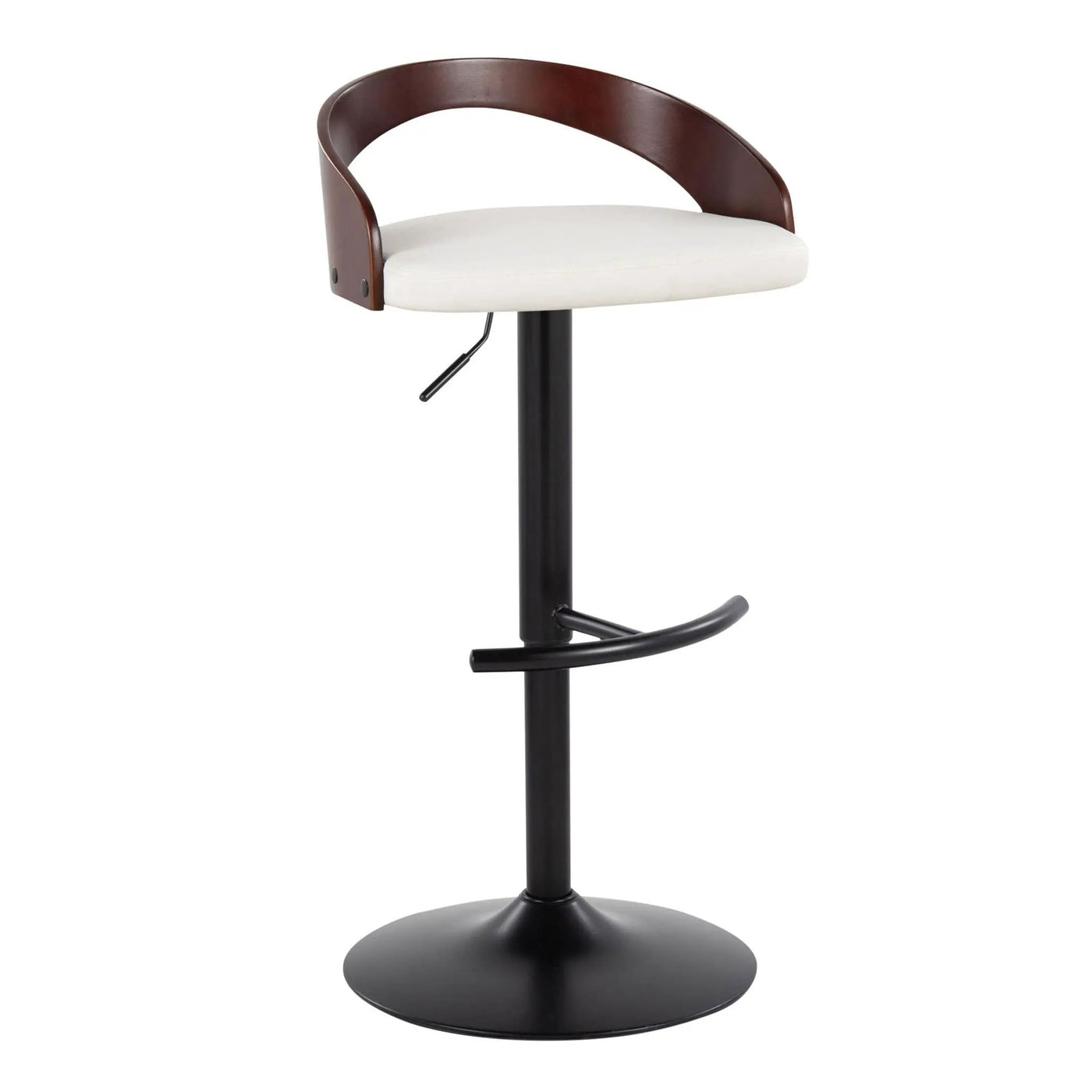 Grotto - Contemporary Adjustable Barstool With Swivel With Rounded T Footrest (Set of 2) by HouseOfZazla