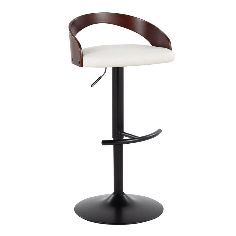 Grotto - Contemporary Adjustable Barstool With Swivel With Rounded T Footrest (Set of 2) by HouseOfZazla