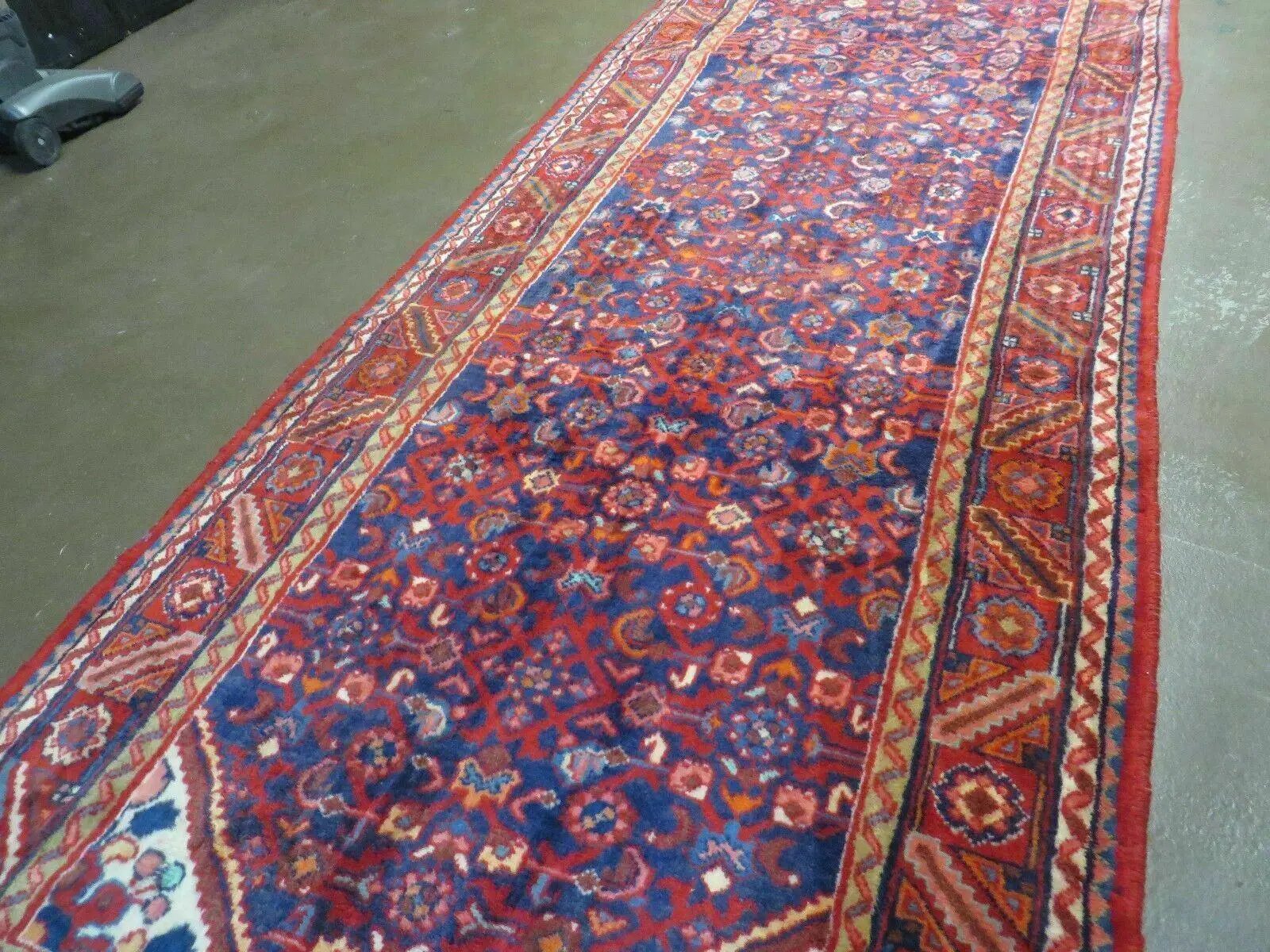 3' 6" X 10' 4" Antique Handmade India Floral Oriental Wool Runner Rug # 128 by Jewel Rugs