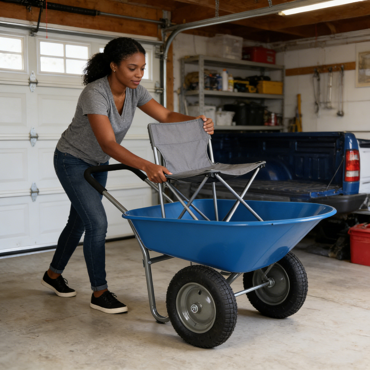 Two Wheeled Trolley Wheel Barrow with ABS+Steel Construction - Black, photo 4 of 10
