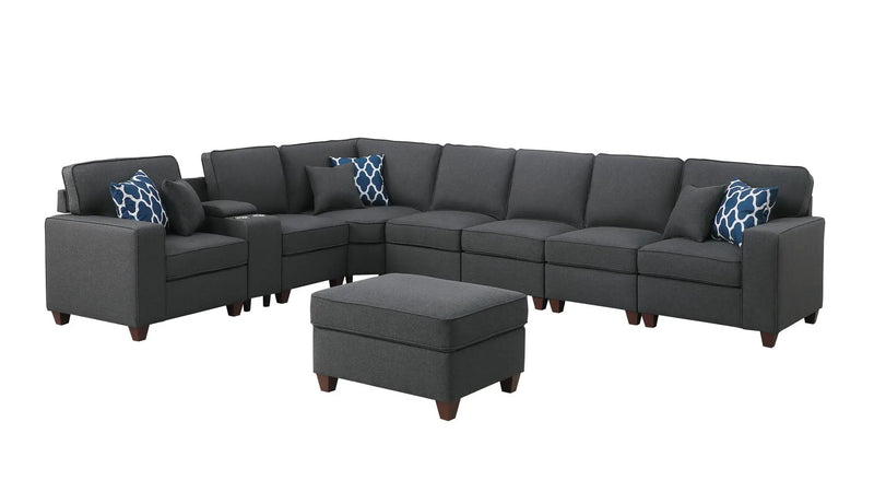 Hannah - Sectional Sofa With Ottoman - Dark Gray by Unique Piece Furniture