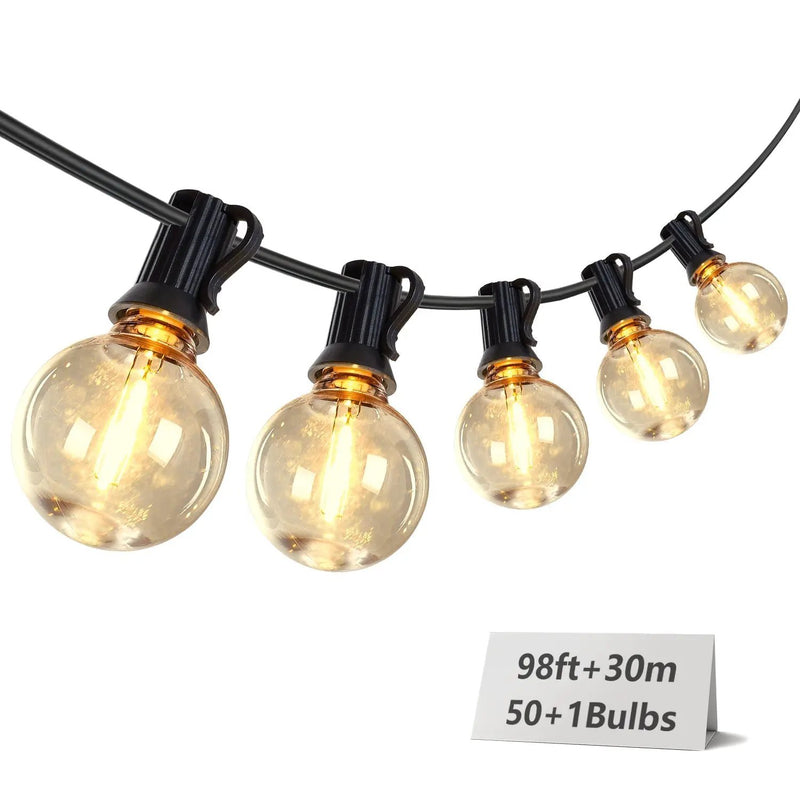 98FT LED Outdoor String Lights with 50 Shatterproof Bulbs by HouseOfZazla