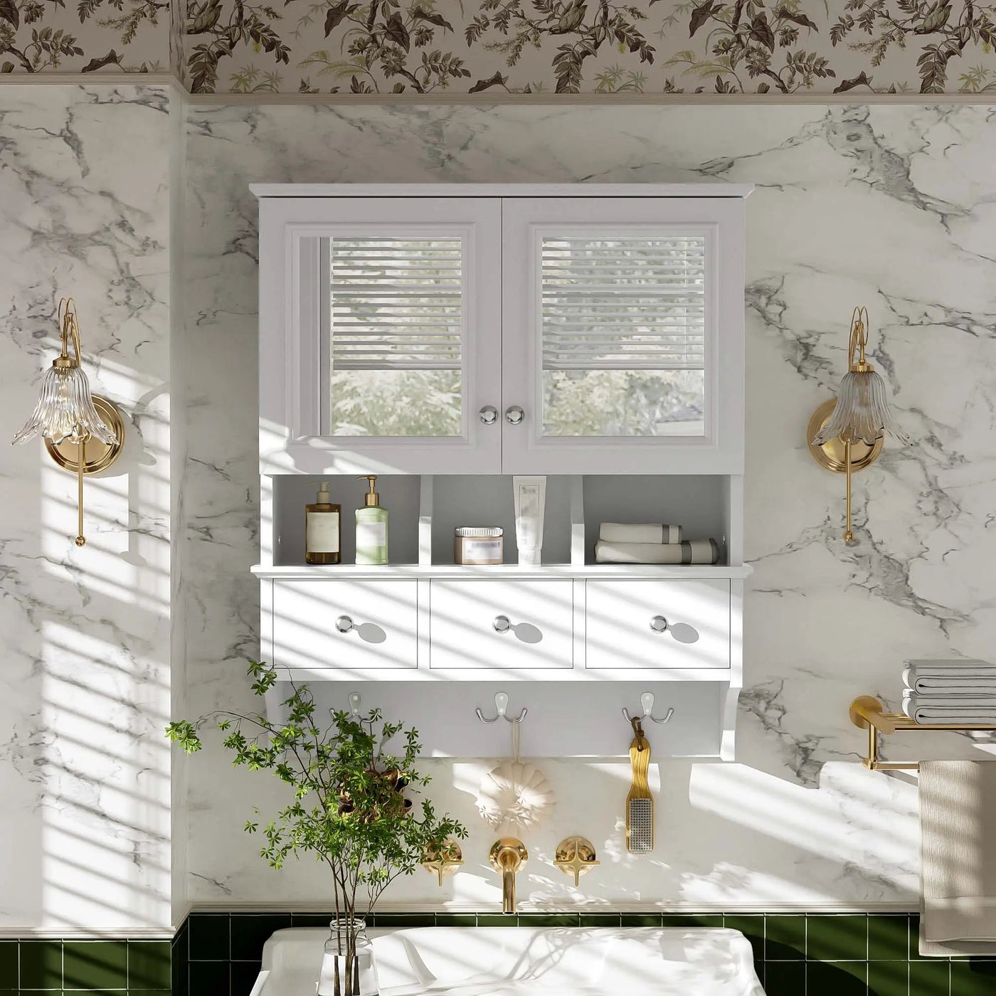 Modern Bathroom Mirror Cabinet With Drawers, Organizer Hooks, And High-Definition Mirrors by HouseOfZazla