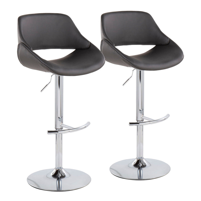 Fabrico - Contemporary Adjustable Bar Stool With Rounded T Footrest (Set of 2) by Unique Piece Furniture
