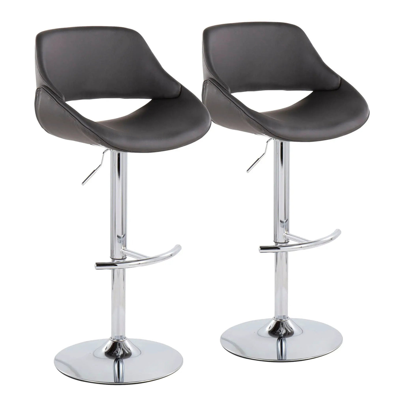 Fabrico - Contemporary Adjustable Bar Stool With Rounded T Footrest (Set of 2) by HouseOfZazla