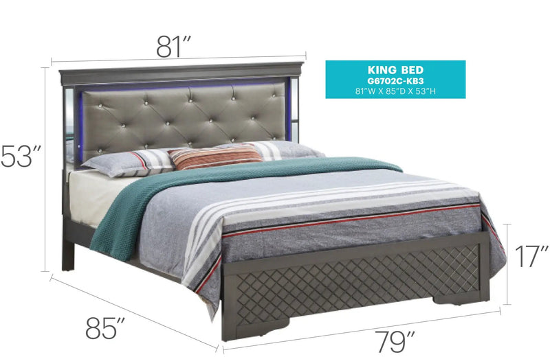 Bed With LED Light Accents Headboard by Unique Piece Furniture