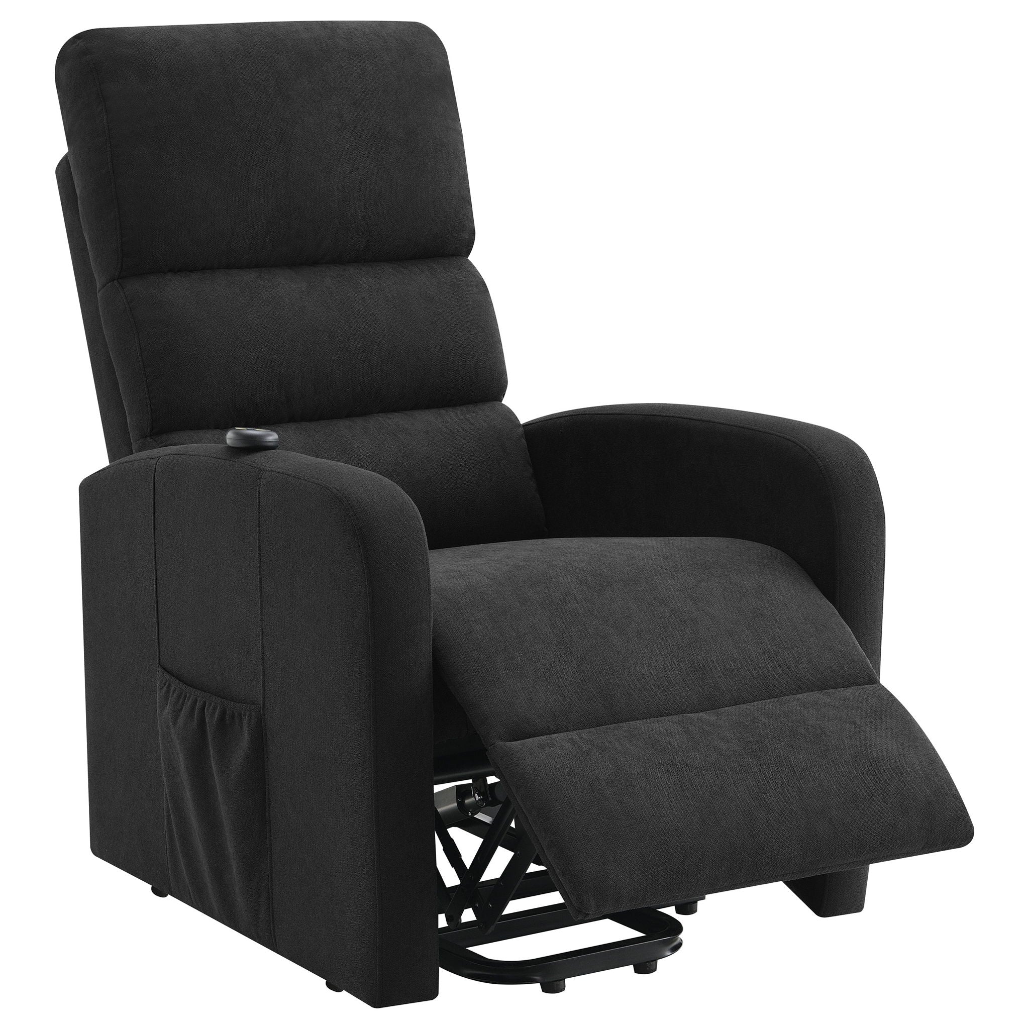 Royston - Upholstered Power Lift Recliner With Remote Comfort - Black by HouseOfZazla