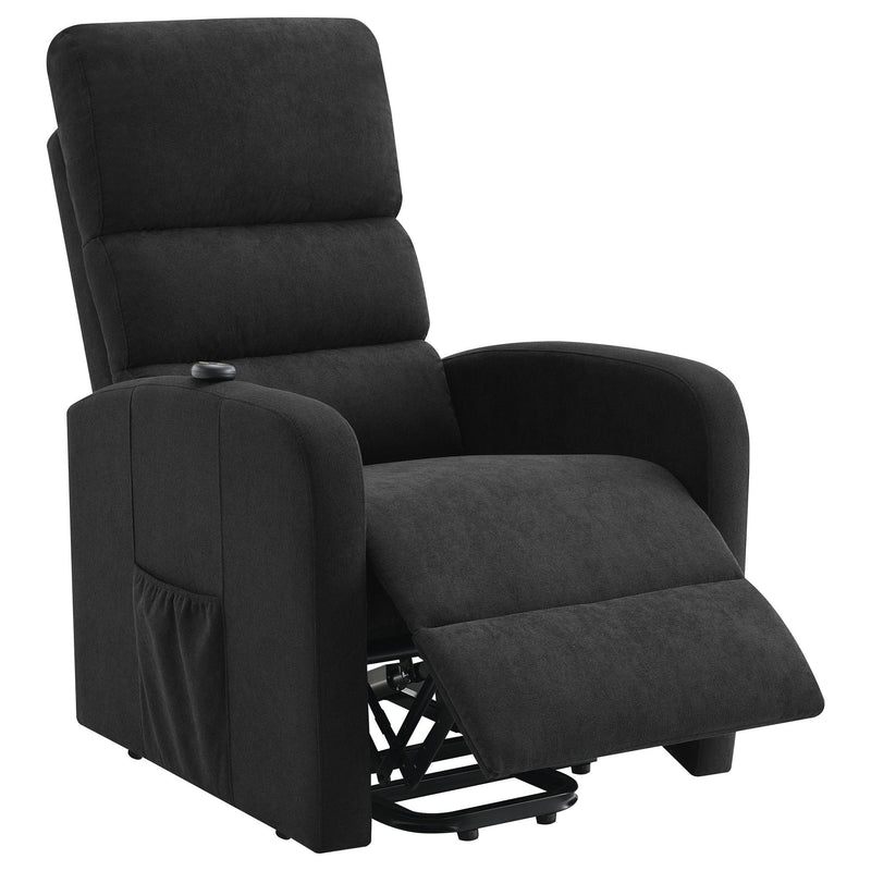 Royston - Upholstered Power Lift Recliner With Remote Comfort - Black by HouseOfZazla