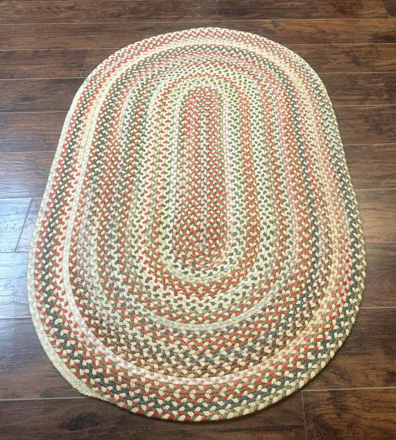 Braided American Oval Rug 3x5, Multicolor, Hand Braided by Jewel Rugs