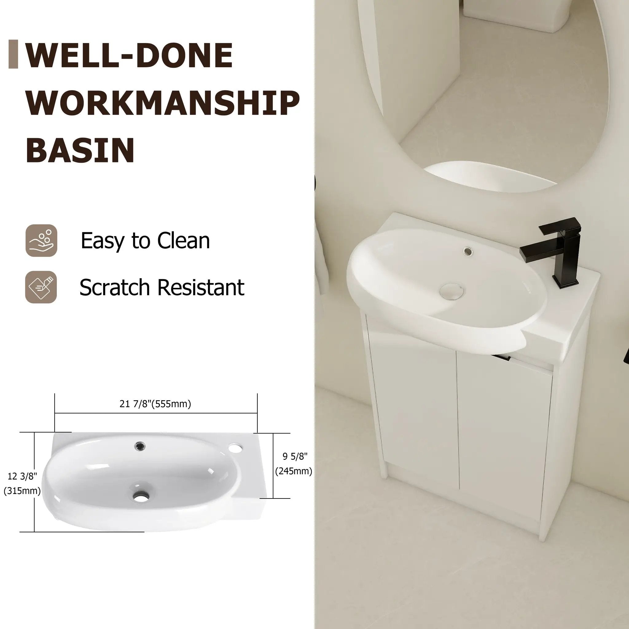 23" Freestanding Bathroom Vanity with Sink and Storage Rack by HouseOfZazla