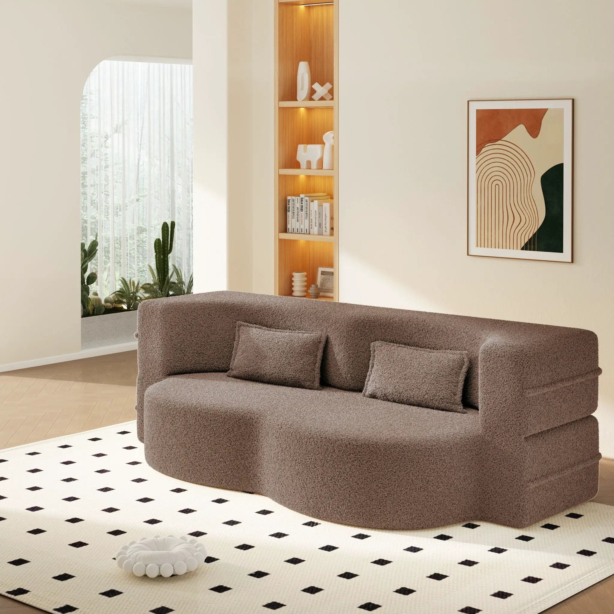 Modern Floor Sleeper Sofa Bed With 2 Pillows, Convertible Twin Size Folding Mattress For Living Room by HouseOfZazla