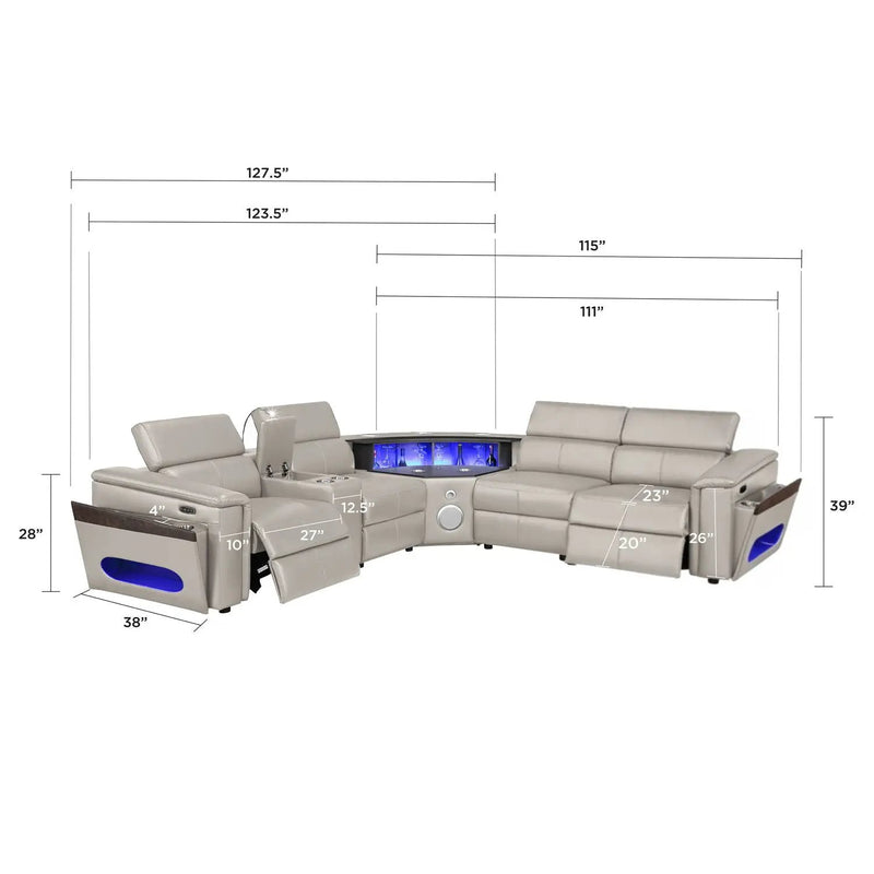 Nova - Sectional With Bluetooth Speaker, LED And Lifting Wine Cabinet by HouseOfZazla
