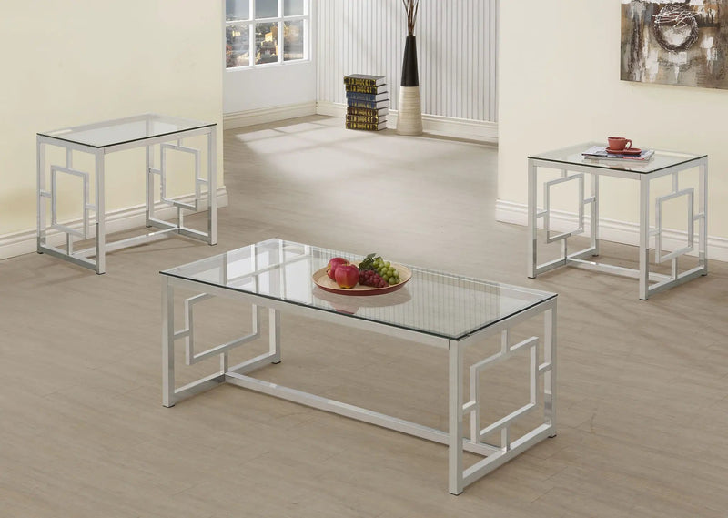 Merced 3-piece Rectangular Coffee and End Table Set Nickel by Unique Piece Furniture