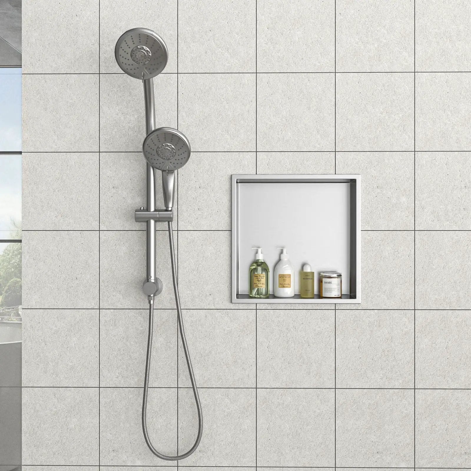 Stainless Steel Shower Niche With Seamless Design For Bathroom Storage by HouseOfZazla