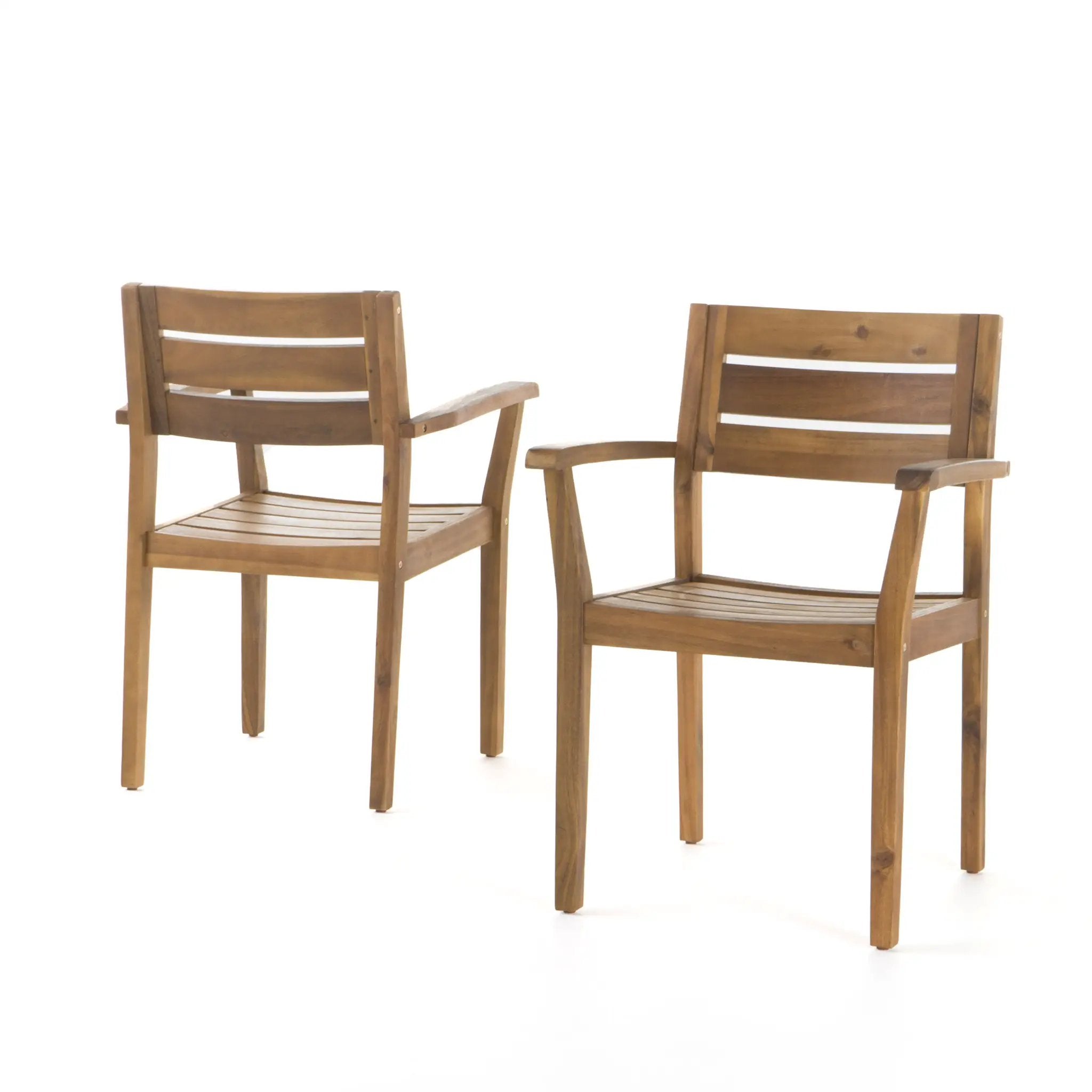 Stamford Dining Chairs Set of 2, Acacia Wood Patio Armchair by HouseOfZazla