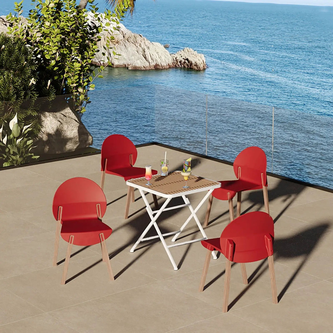 4 Piece Set Of Single Chairs With A Folding Square Table by HouseOfZazla