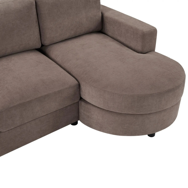 Modern L-Shaped Sectional Sofa With Curved Chaise, USB Ports, And Side Storage Pockets by HouseOfZazla