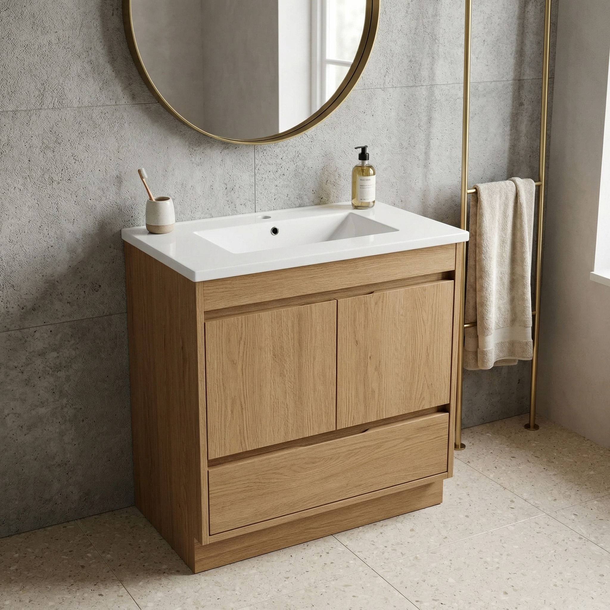 30Inch x 18.5Inch Ceramic Bathroom Vanity Sink Top with Single Hole by HouseOfZazla