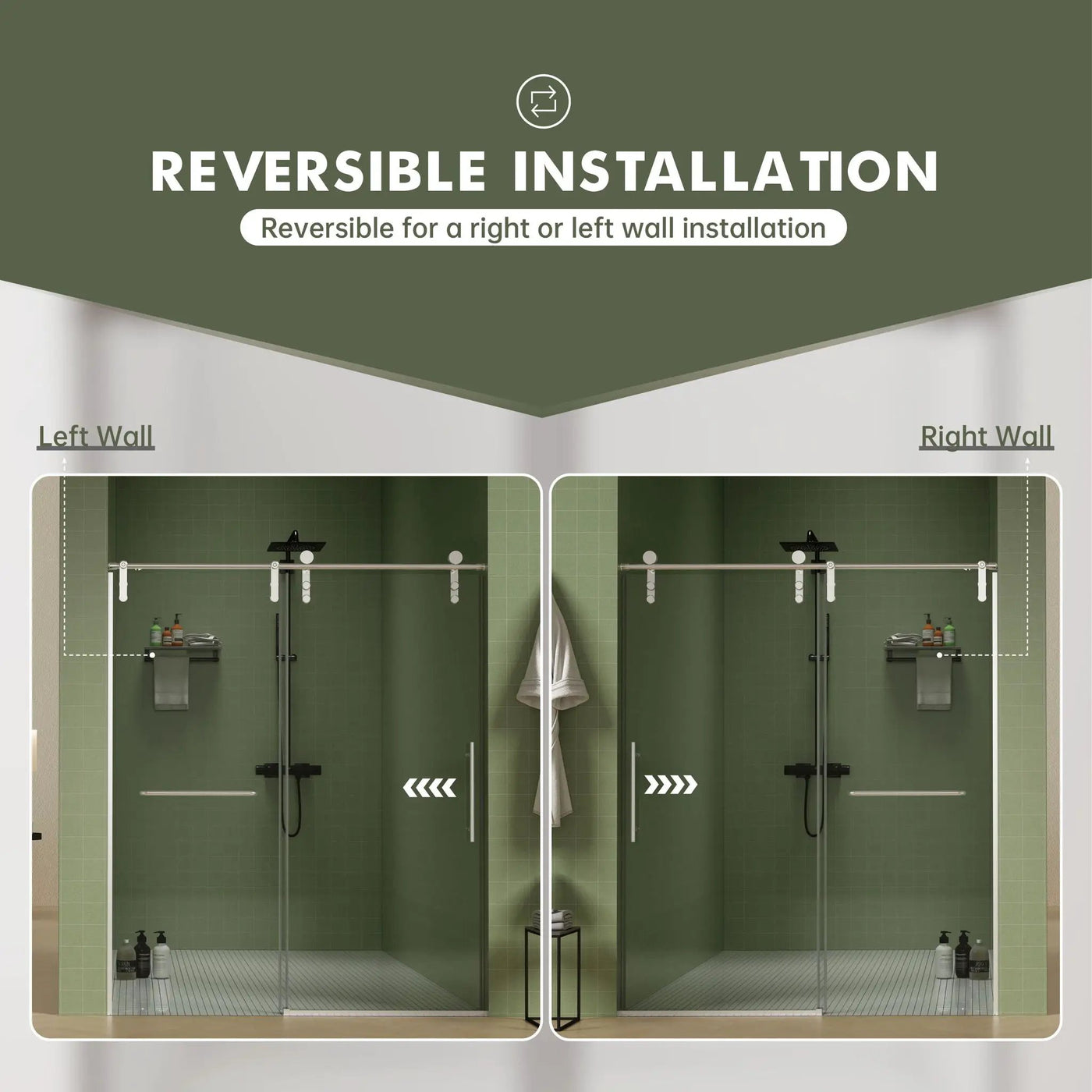 Frameless Shower Door, Sliding Shower Door, Premium 5 / 16" (8 Mm) Thick Tempered Glass Shower Enclosure With Towel Bar, Double Side Easy Clean Coat, Finished With Buffer by HouseOfZazla