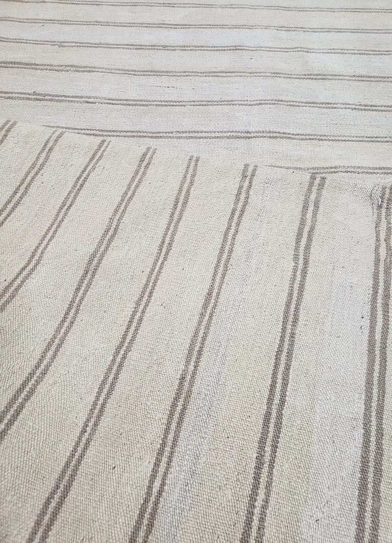 New Striped Turkish Kilim Area Rug 4x6 ft, Hand-Knotted, Wool, Light Gray, Earth Tone Decor, Flatweave Kilim, Two Toned Rug, Southwestern by Jewel Rugs