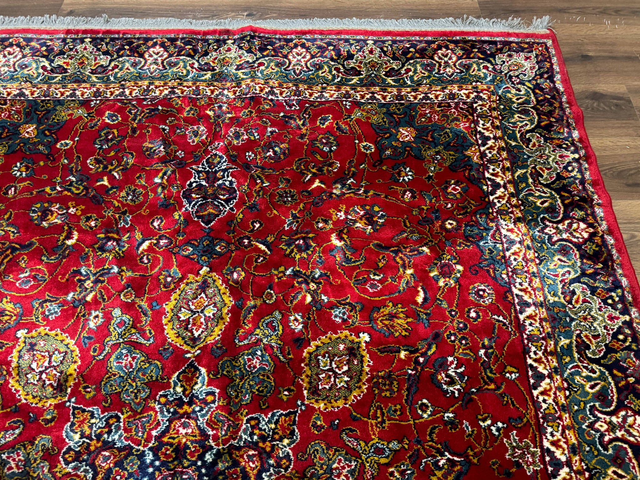 Red Persian Rug 6x9, Medallion Carpet, Ardebil Design, Vintage Belgium Power Loomed Carpet by Jewel Rugs