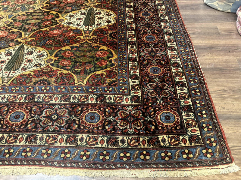 Antique Persian Bakhtiari Rug 12x19, Palace Size Wool Handmade Persian Carpet, Oversized Rug, Panel Design, Peacocks, Multicolor, Rare by Jewel Rugs