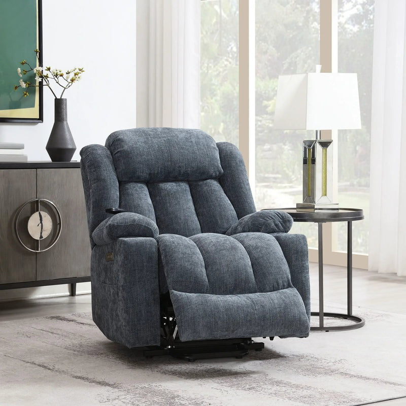 Power Motion Recliner With Lift Heating Massage Function - Blue by HouseOfZazla