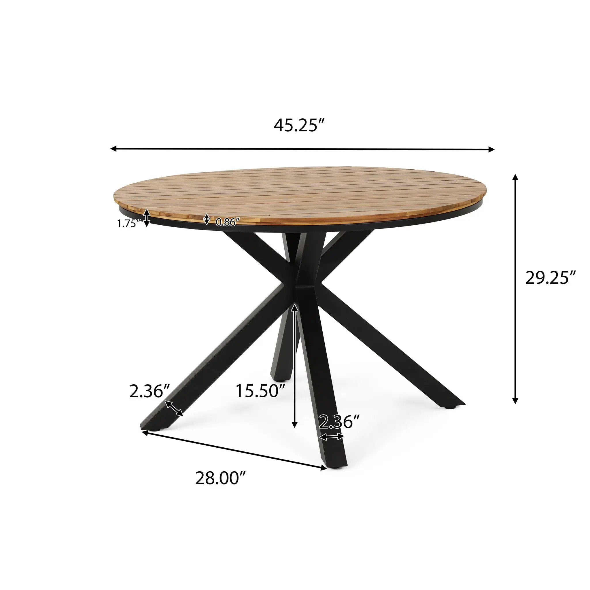 5 Piece Outdoor Dining Set With Round Table And 4 Wrapped Chairs - Black / Brown / Teak by HouseOfZazla