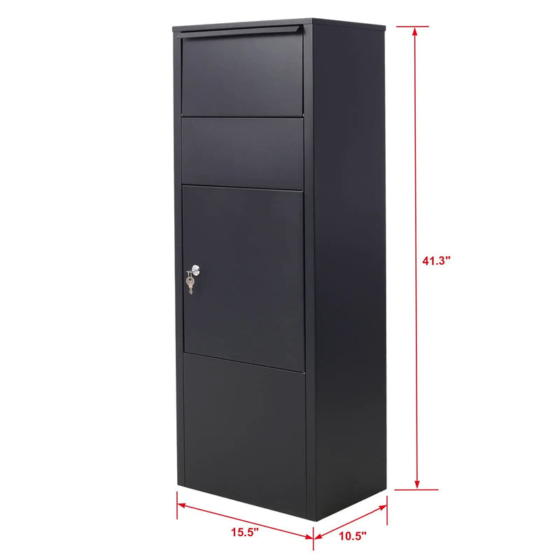 Large Package Delivery Parcel Mail Drop Box With Lockable Storage Compartment Heavy Duty Weatherproof For Express Mail Delivery For Home & Business Use - Black by Unique Piece Furniture