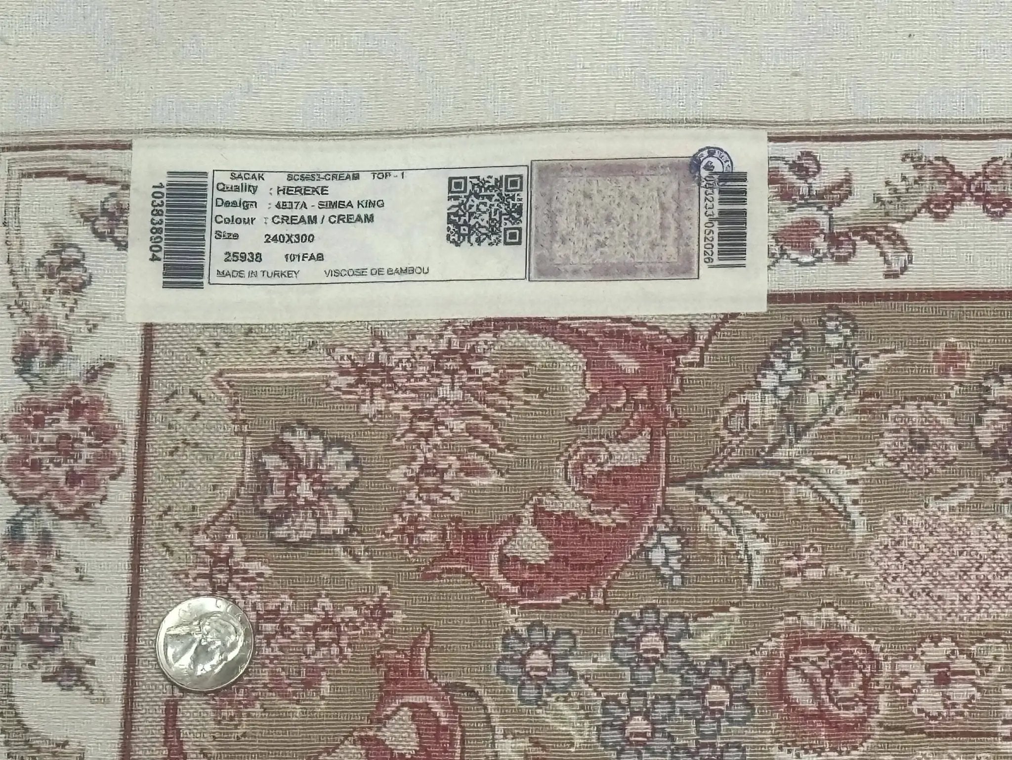 Large Turkish Silk Rug 8x10, Ivory, Hunting Design, Bamboo Silk, New by Jewel Rugs