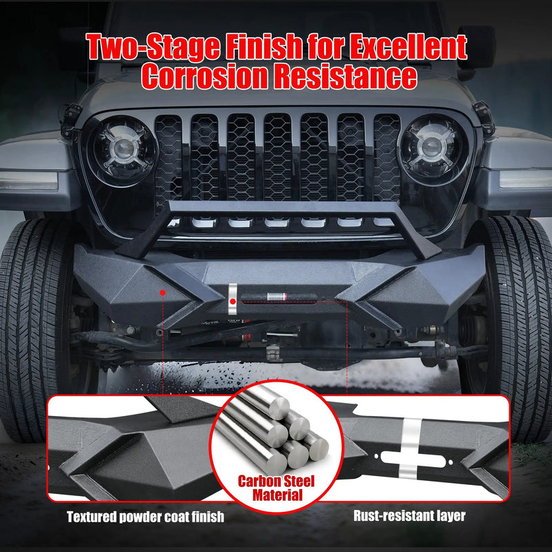 X Style Front Bumper with Winch Plate Compatible with Wrangler JK (2007-2017) by HouseOfZazla