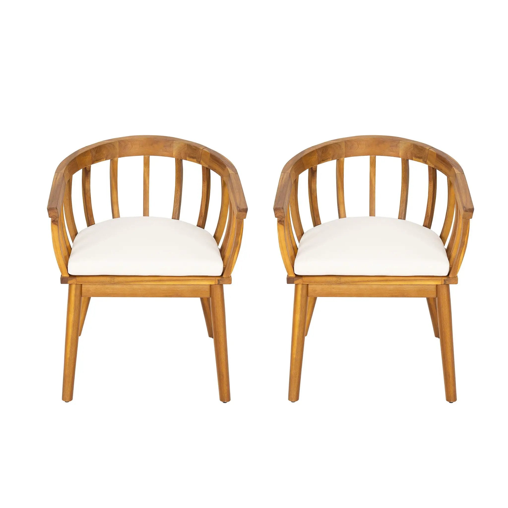Klismos Dining Armchair (Set of 2) - Teak / Beige by HouseOfZazla