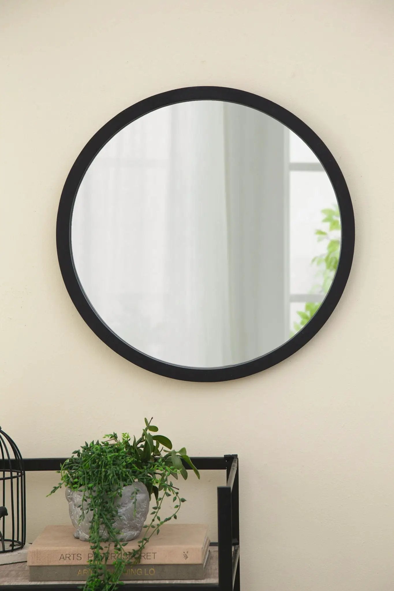 Circle Wall Mirror With Wooden Frame for Living Room by HouseOfZazla