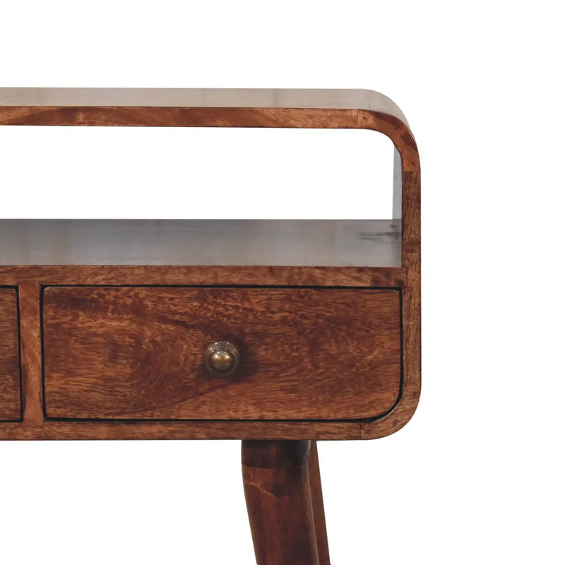 Solid Wood Mini Curved Honey Console Table by HouseOfZazla