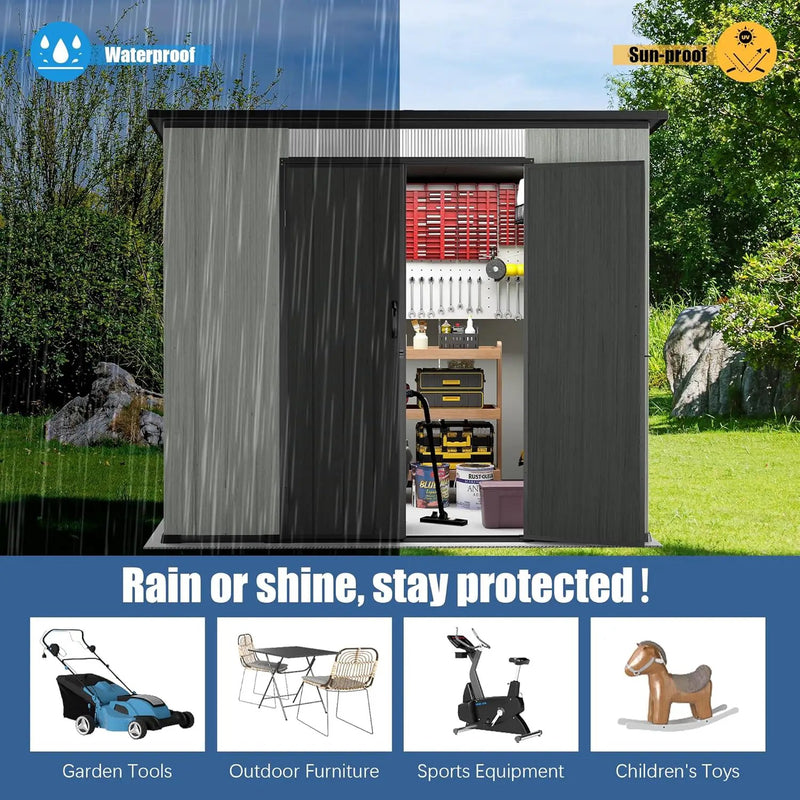 6x8FT Outdoor Resin Storage Shed with Transparent Windows & Louvered Vents by HouseOfZazla