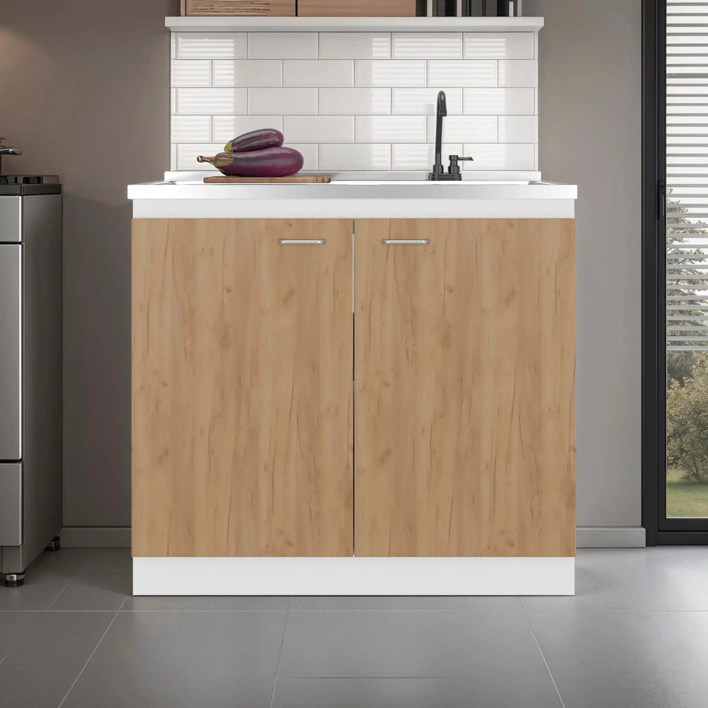 Salento Freestanding Sink, Double Door Cabinet, Two Shelves by HouseOfZazla
