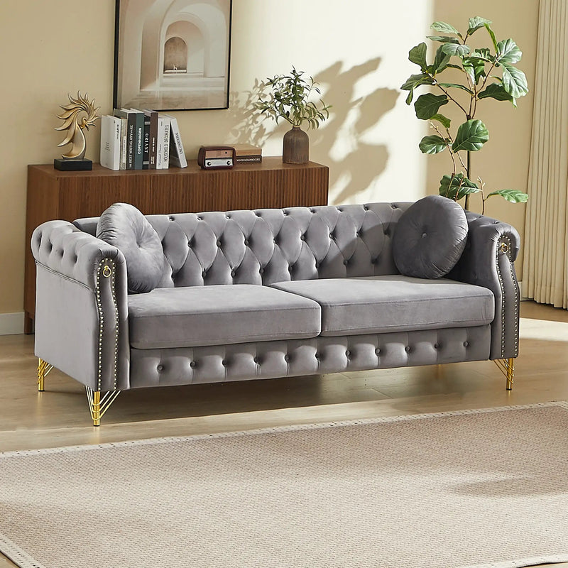 82-Inch Velvet Chesterfield Sofa by HouseOfZazla