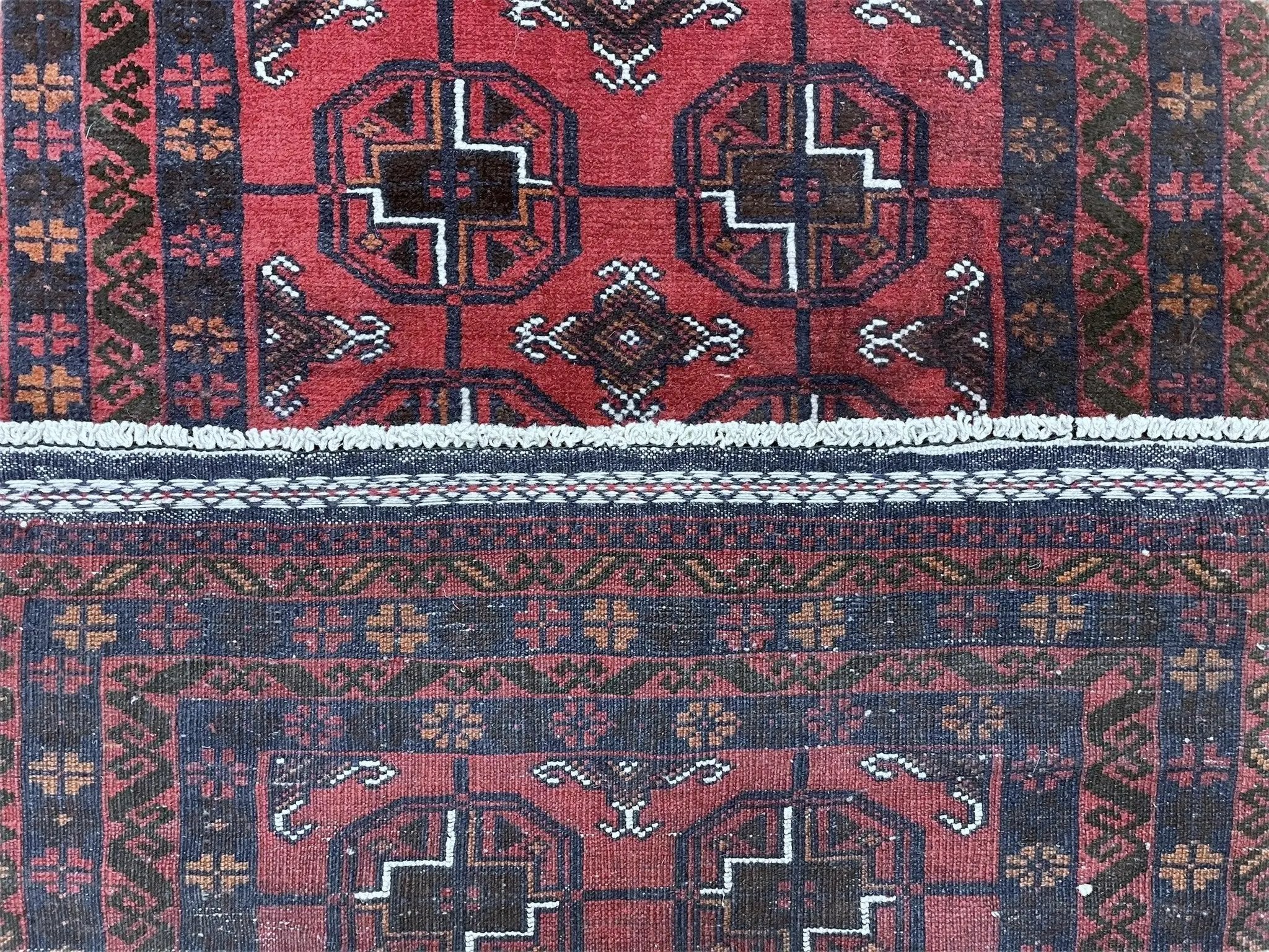 3 X 5 Vintage Handmade Tribal Wool Rug Balouchi Rug Afghan Rug Red Beige Nice by Jewel Rugs