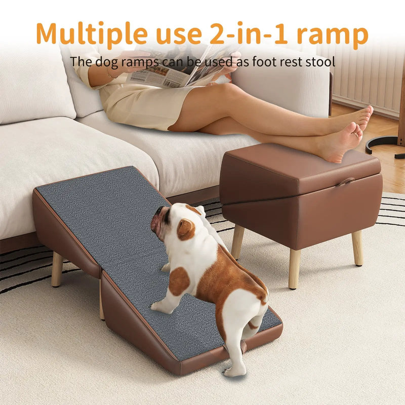 (UPGRADED) Dog Stairs for Small Dogs and Cats - Foldable Wooden Pet Ramp by HouseOfZazla