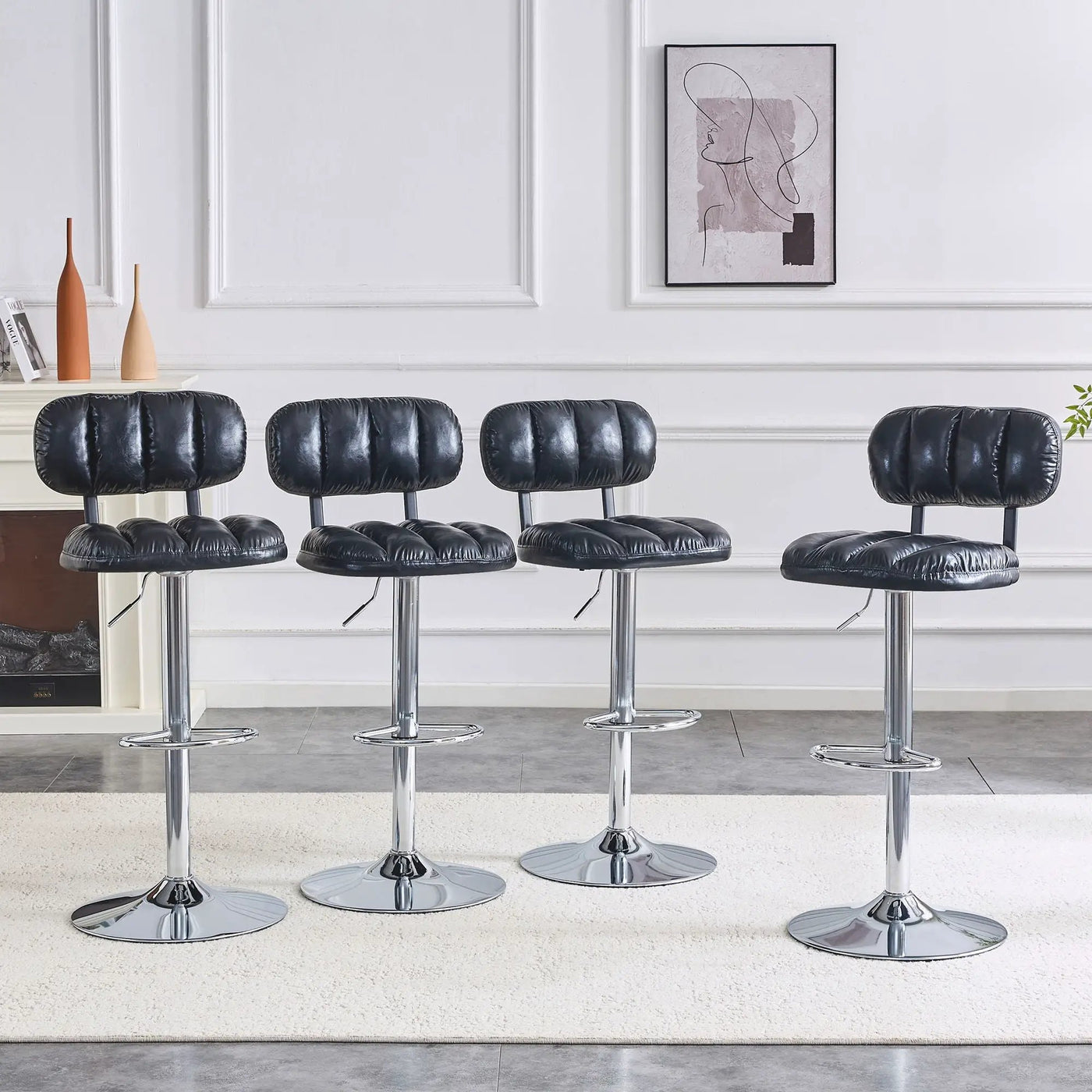 Adjustable Height Bar Stools With Footrest For Kitchen Island (Set of 2) by Unique Piece Furniture