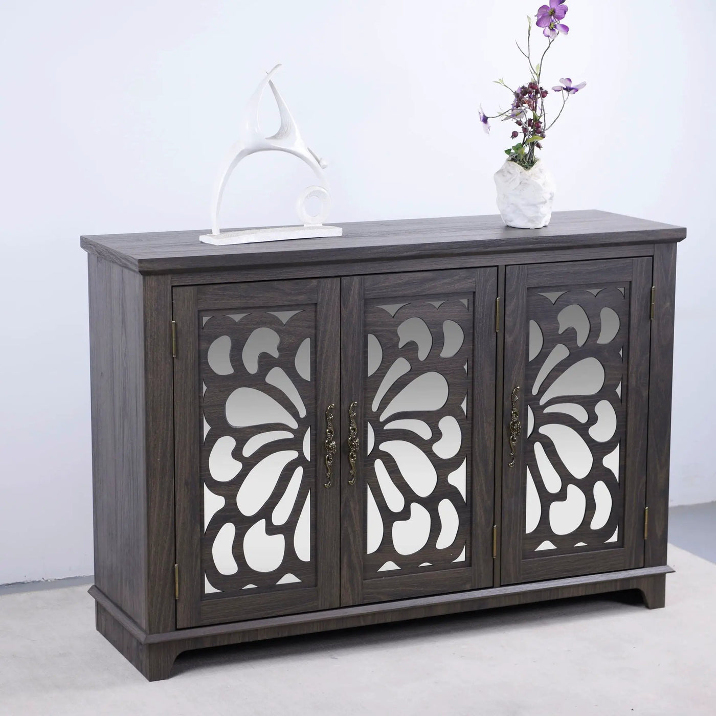 3 Door Mirrored Sideboard Cabinet With Adjustable Shelves by HouseOfZazla