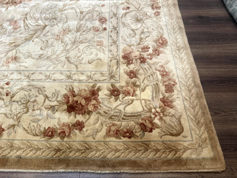 Chinese Aubusson Wool Rug 10x14, European Design, Thick Wool Pile by Jewel Rugs