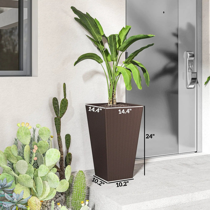 Outdoor Flower Plant Pots, Set of 3 Tall Planters with Drainage Hole by HouseOfZazla