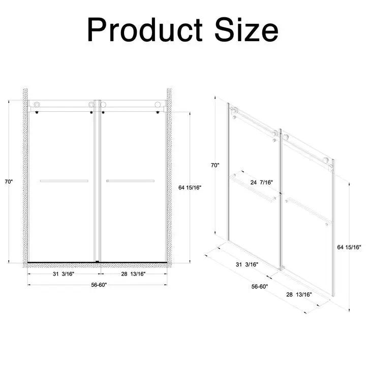 Frameless Double Sliding Shower Door by HouseOfZazla