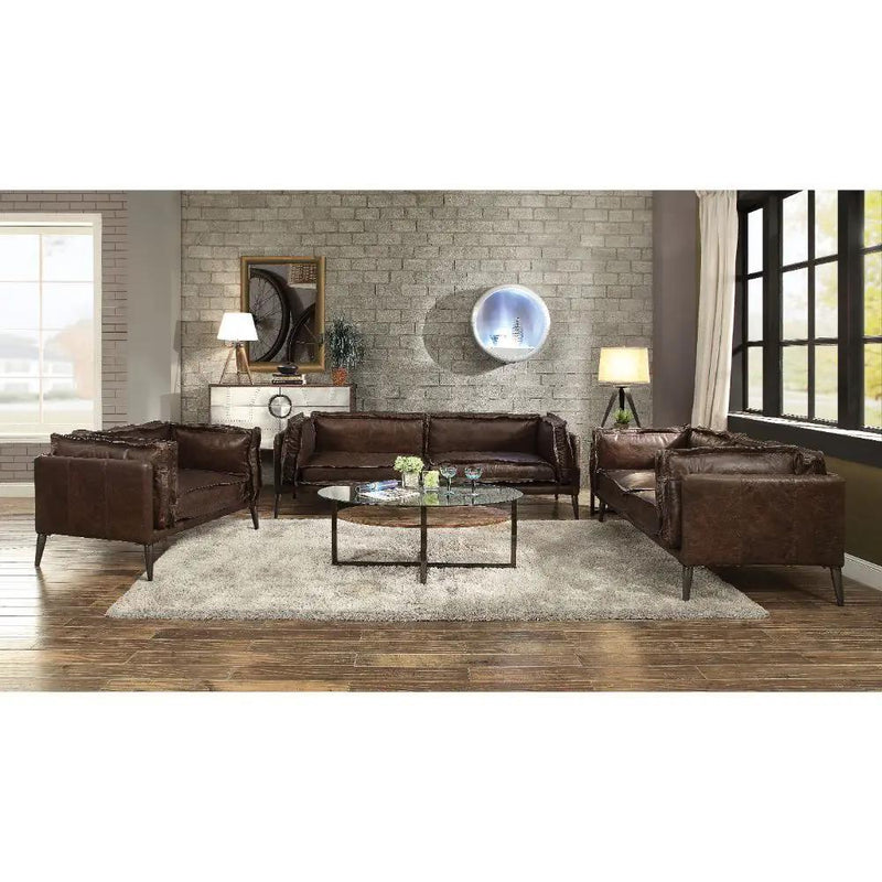 Porchester - Sofa - Distress Chocolate Top Grain Leather by Unique Piece Furniture