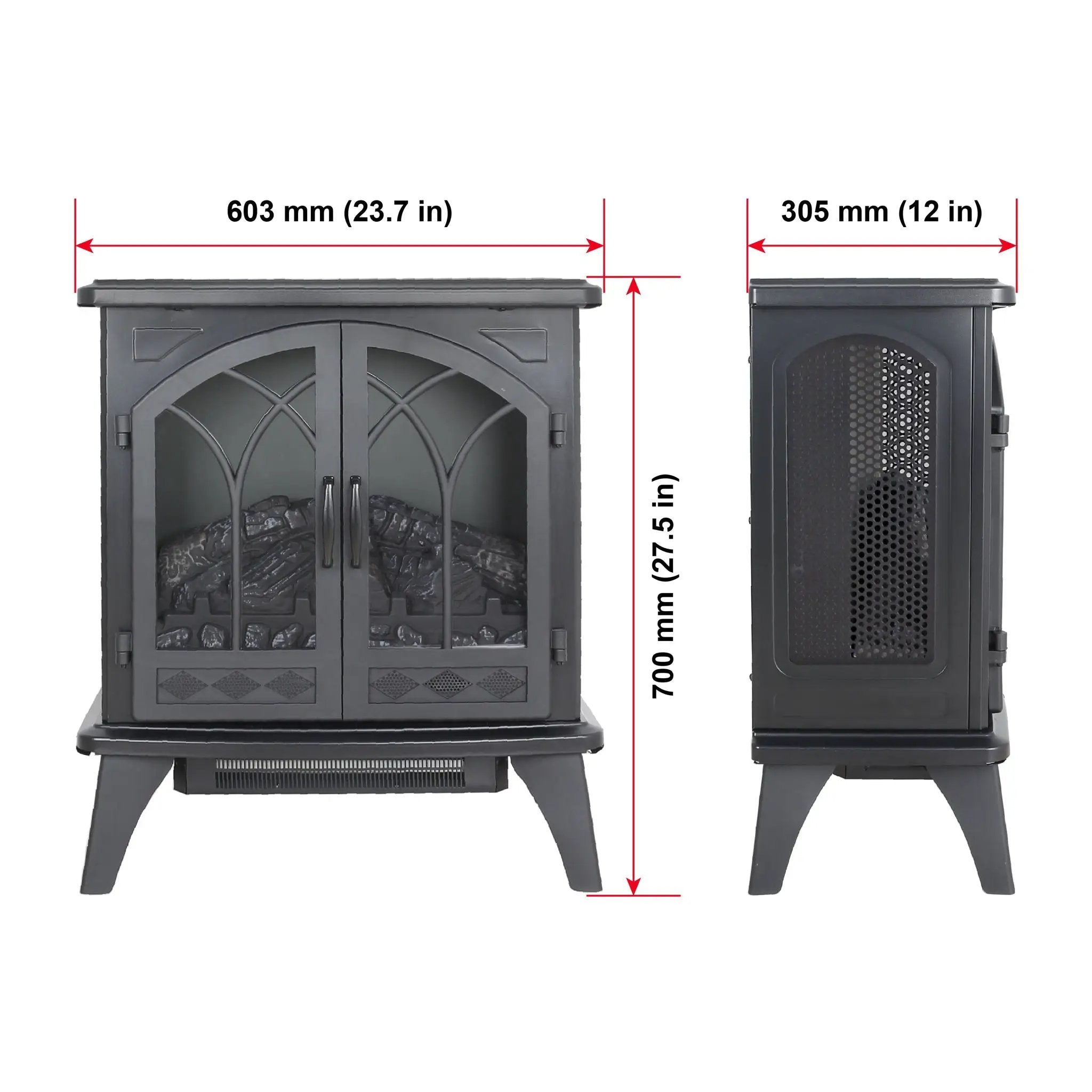 24" 3D Flame Electric Infrared Quartz Fireplace Stove With Remote Control - Antique Black by HouseOfZazla