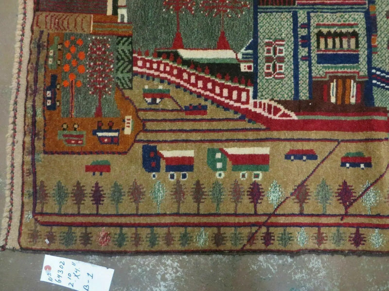 3' X 5' New Vintage Handmade Afghan Balouch Tribal Wool Pictorial Rug # 302 by Jewel Rugs