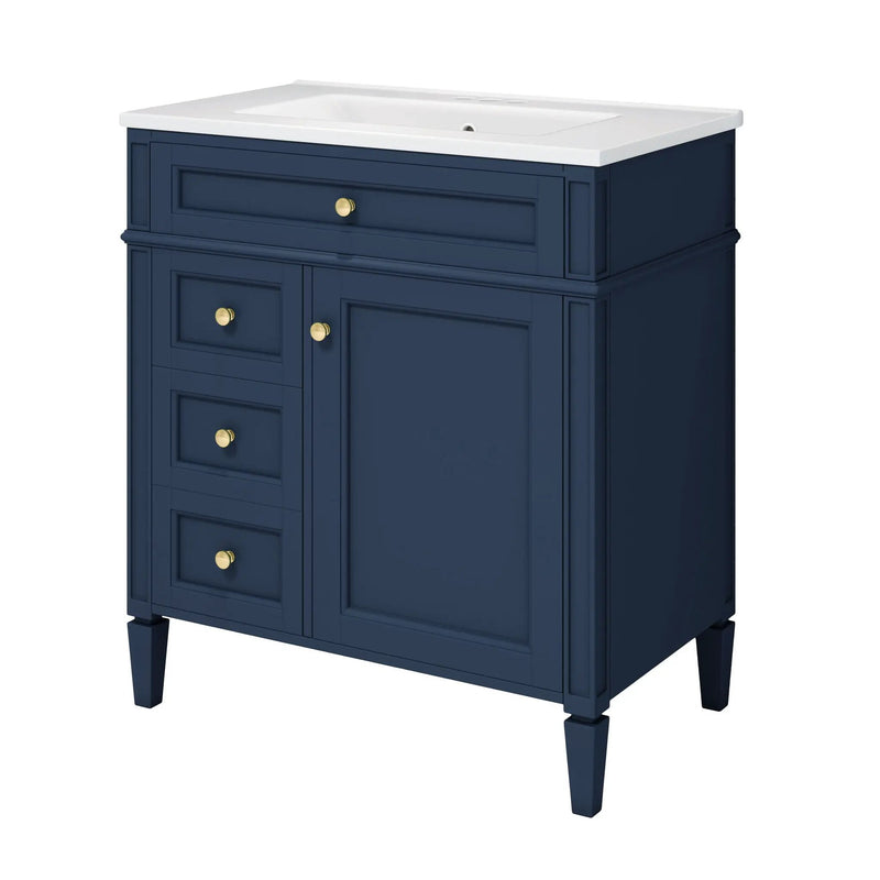 Bathroom Vanity With Medicine Cabinet, Royal Mirror Cabinet, Modern Bathroom Storage Cabinet With 2 Soft Closing Doors And 4 Drawers by HouseOfZazla