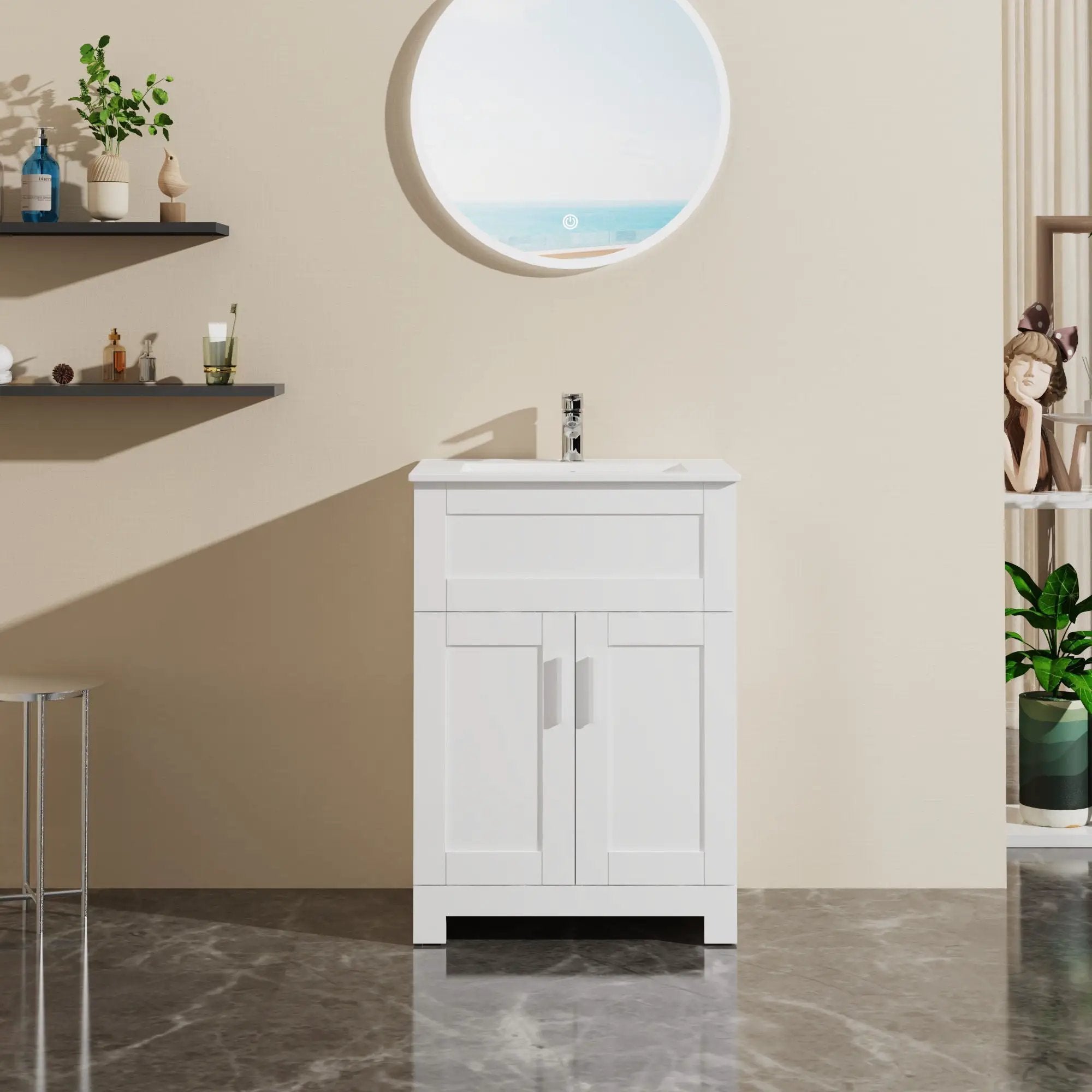 Sink Bathroom Vanity Laundry Cabinet Combo - White by Unique Piece Furniture