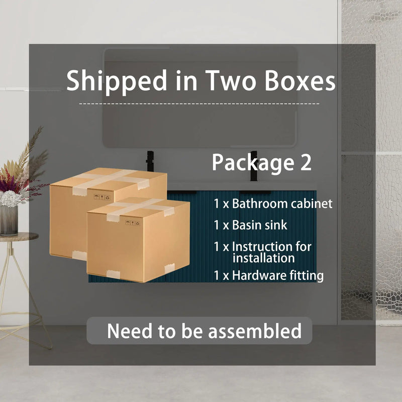Contemporary Wall Mounted Bathroom Vanity With Resin Double Sink by HouseOfZazla